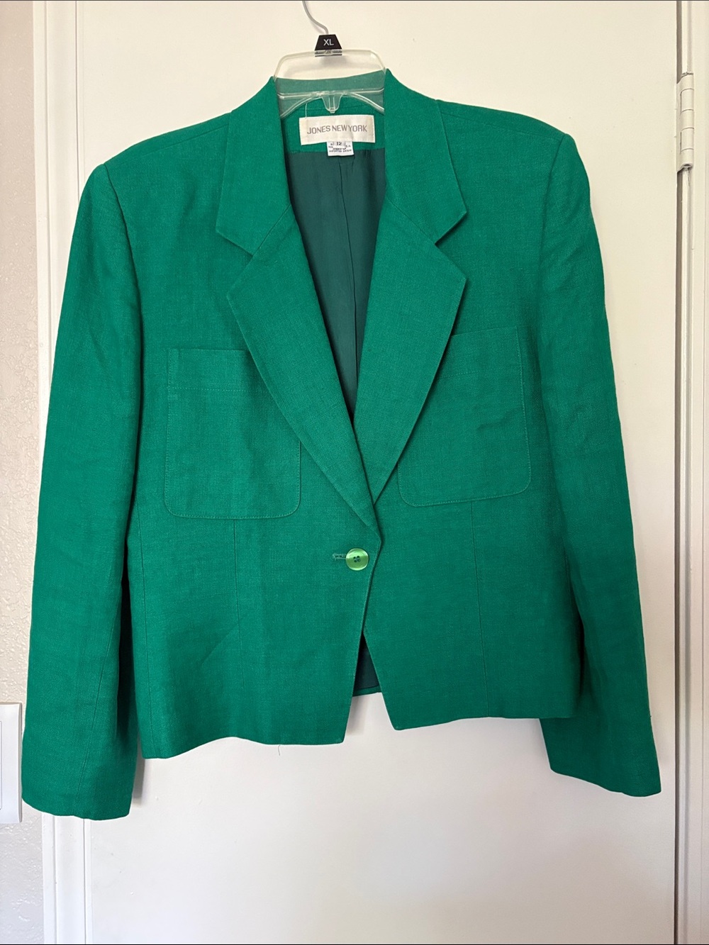 Jones New York Women's Emerald Green Single-Button Blazer